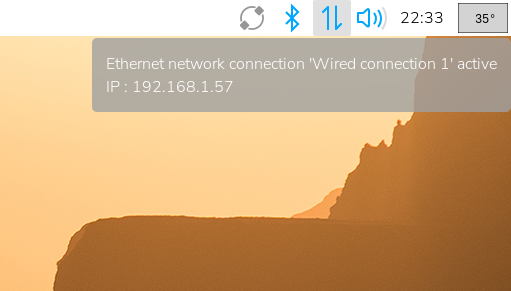 Панель задач с выделенным значком сети