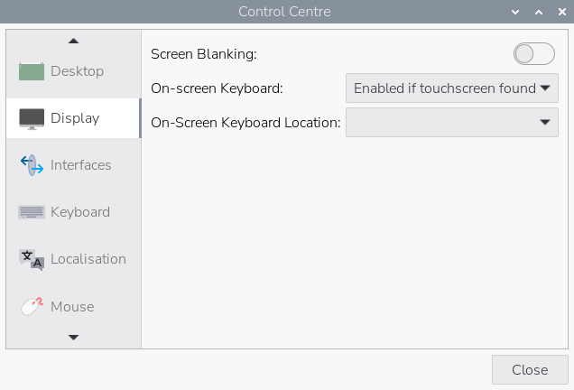 Окно Control Centre с выделенным разделом Display