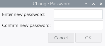 Окно Control Centre с настройками пароля