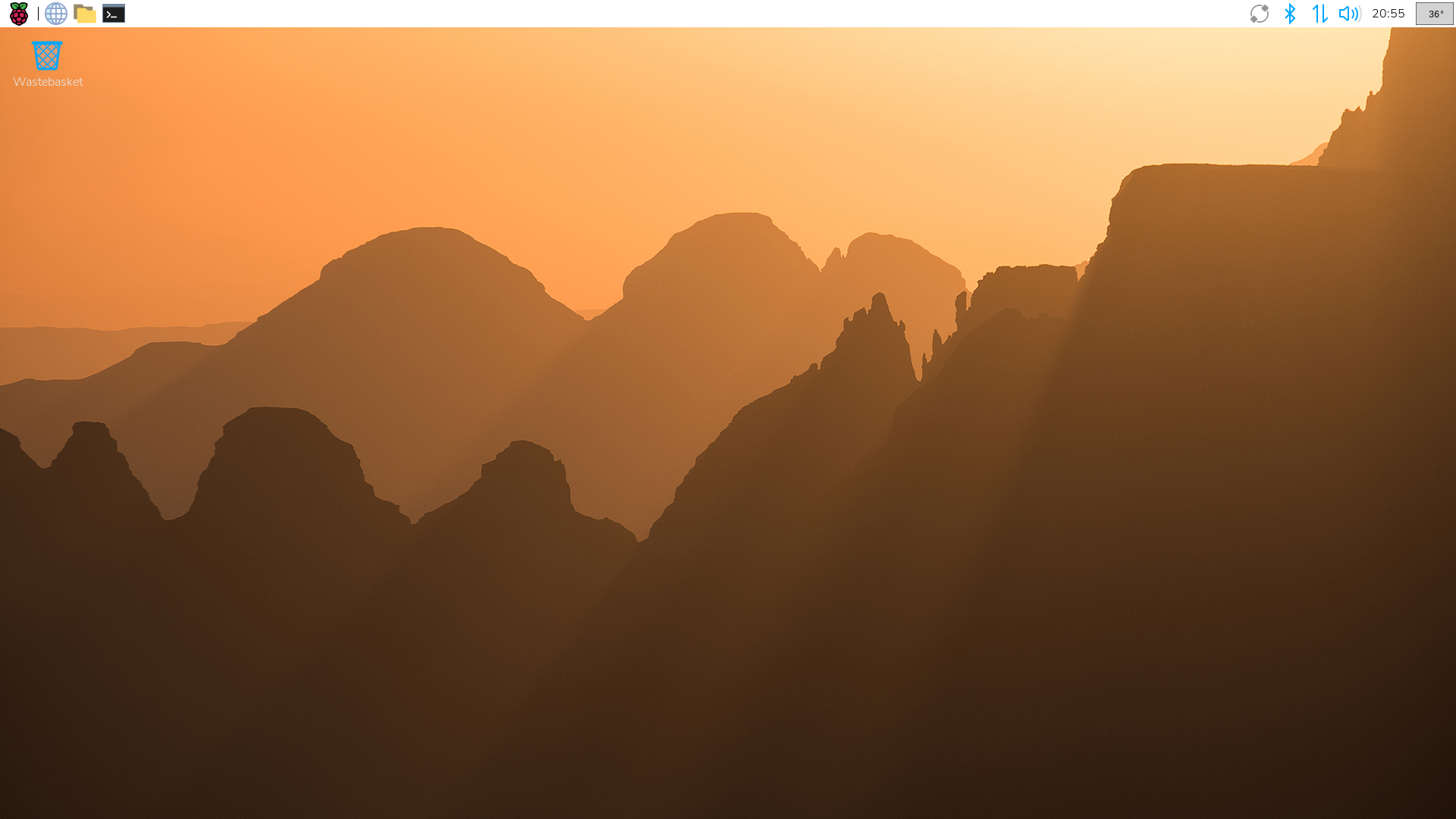 Экран загрузки Raspberry Pi OS с логотипом малины